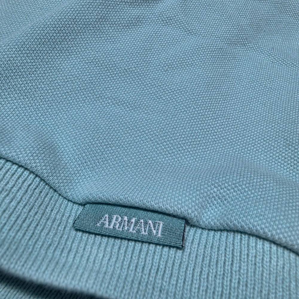 Armani Collezioni Polo Shirt Mens L Blue Short Sleeve Designer - Picture 4 of 9